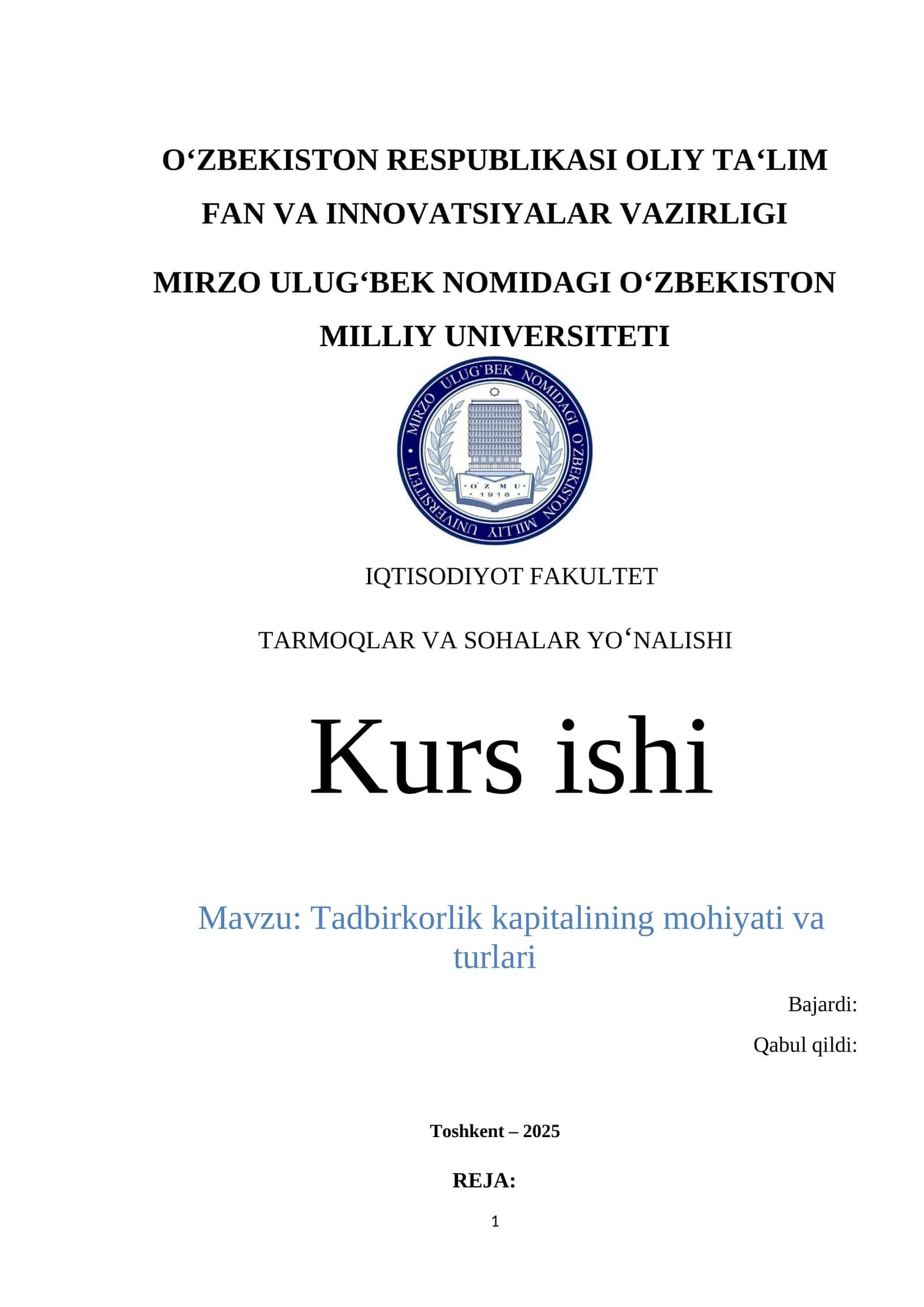 Tadbirkorlik kapitalining mohiyati va turlari 1
