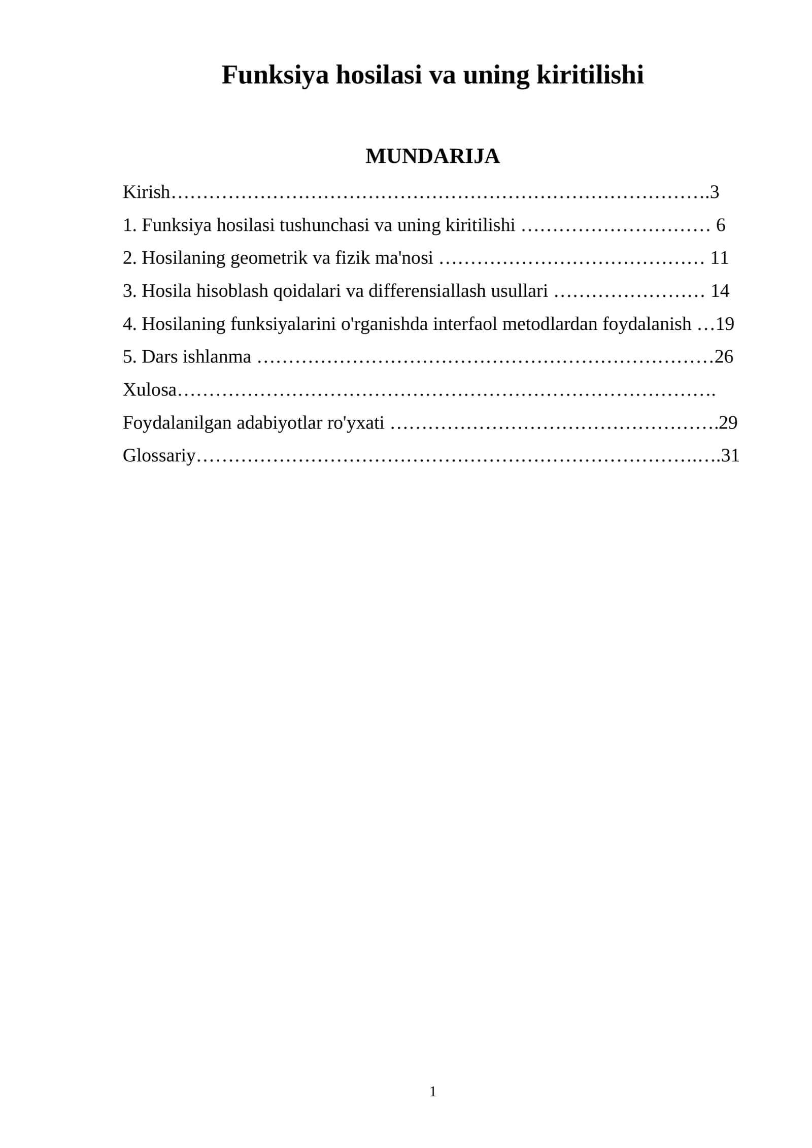 Funksiya hosilasi va uning kiritilishi 2 1