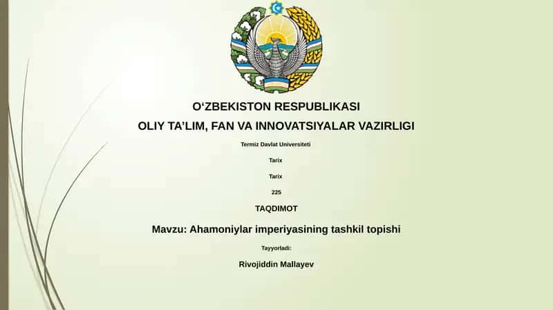 Ahamoniylar imperiyasining tashkil topishi 1