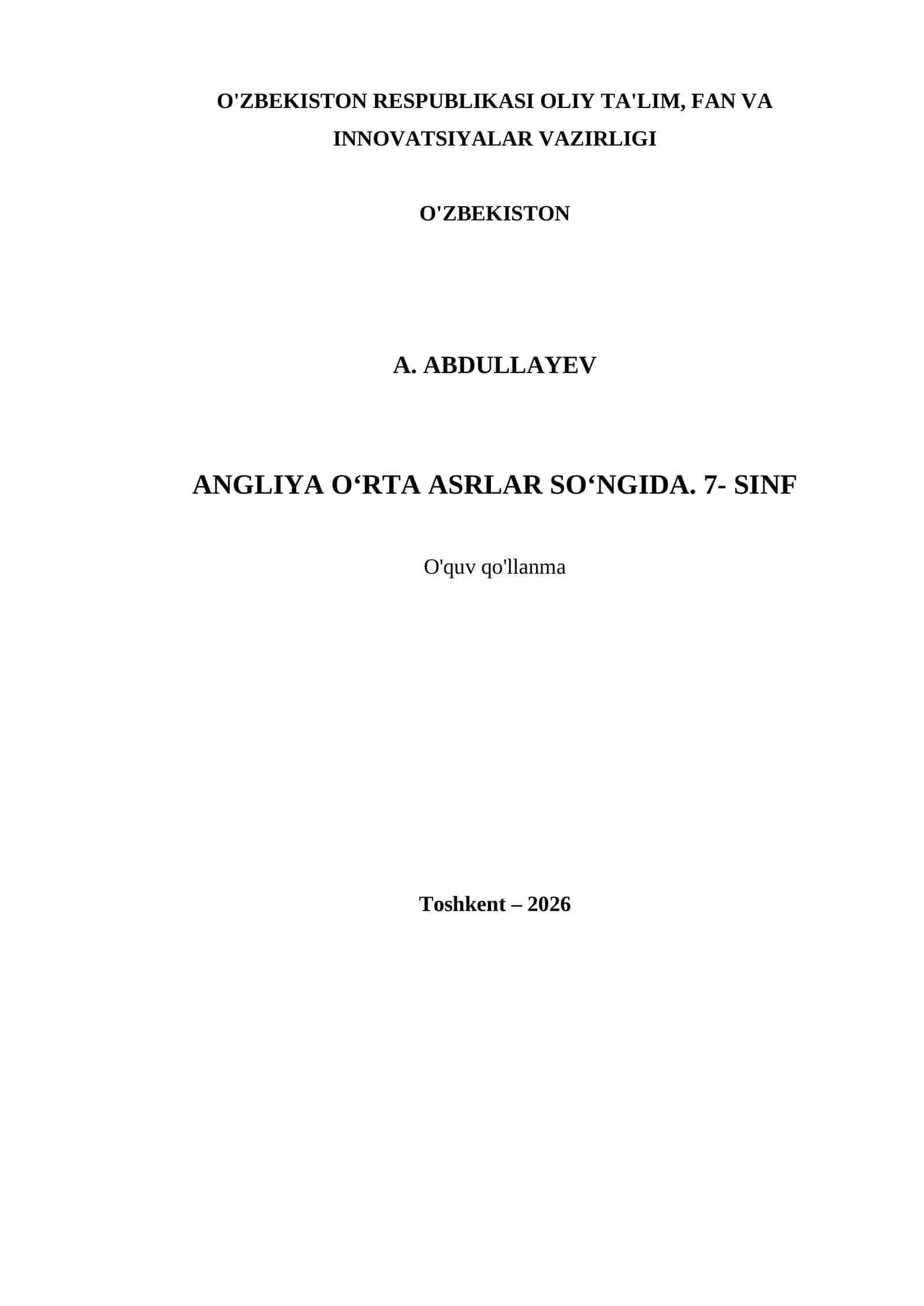 ANGLIYA O‘RTA ASRLAR SO‘NGIDA. 7- SINF 1