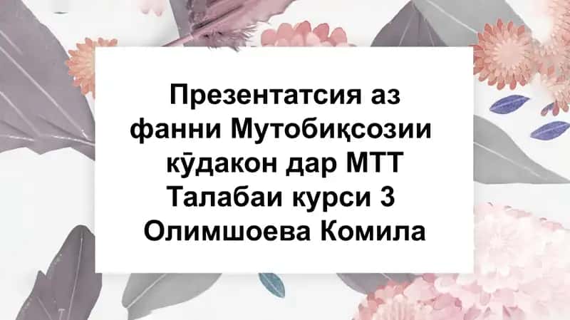 Оила ва вазифаҳои асосии он 1