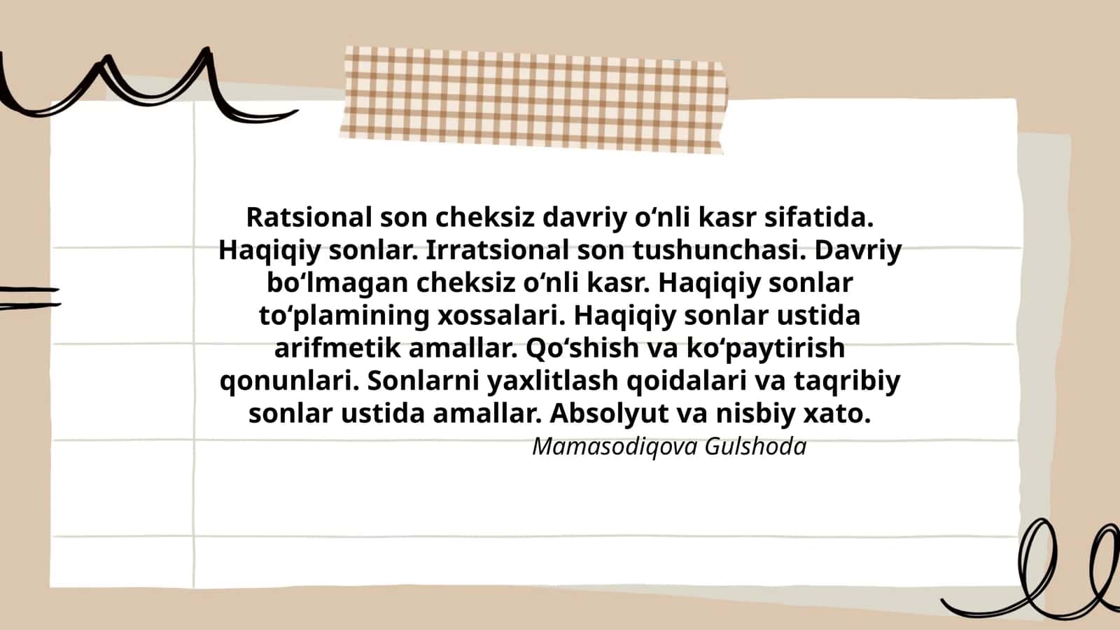 Mamasodiqova Gulshoda 1