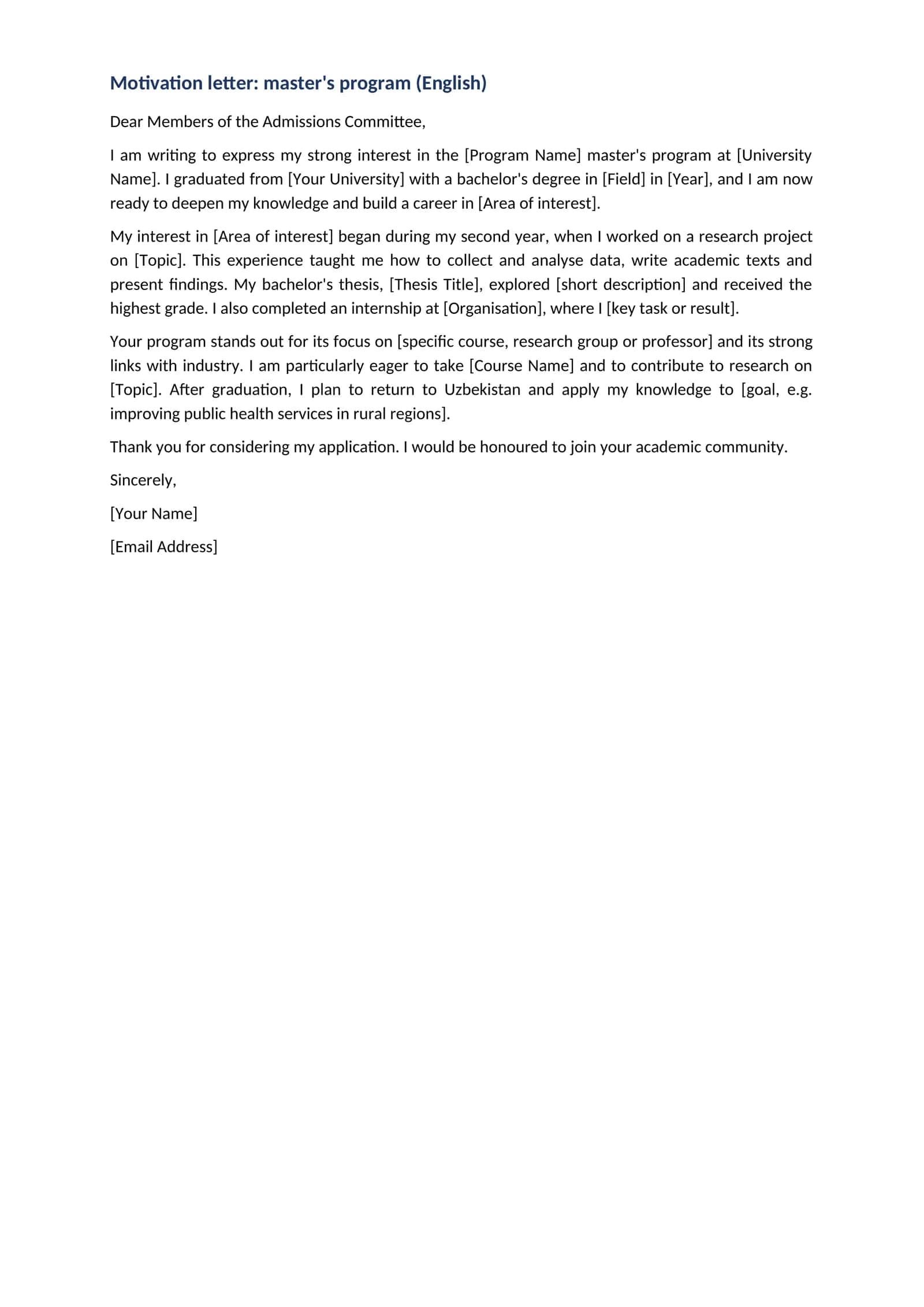 Xat 12 en Motivation letter masters program English 1