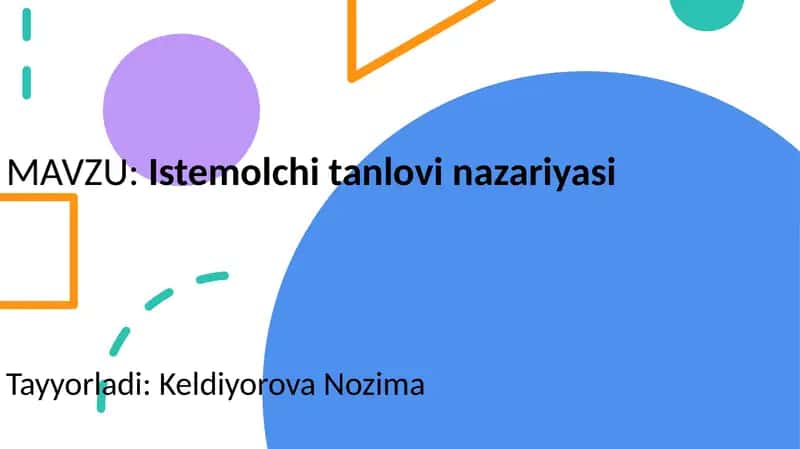 Istemolchi tanlovi nazariyasi 1