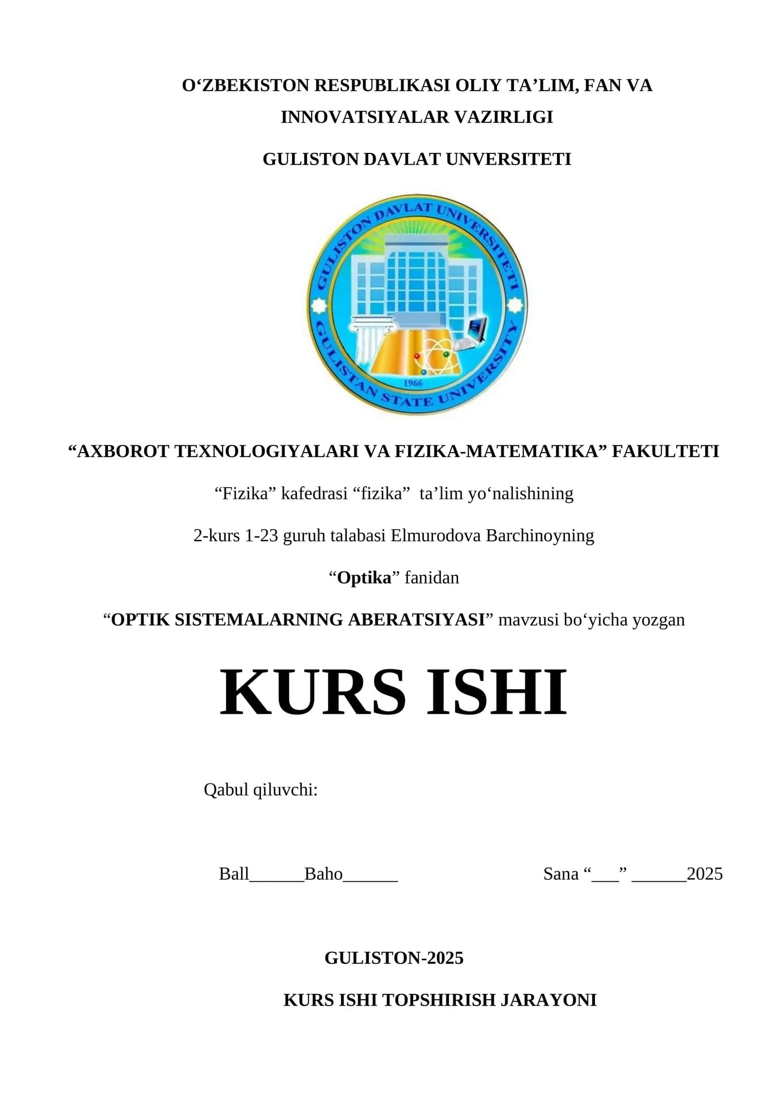 OPTIK SISTEMALARNING ABERATSIYASI 1