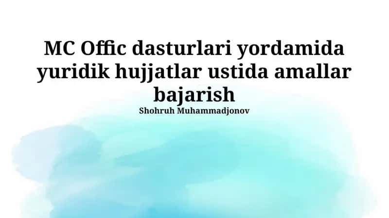 MC Offic dasturlari 1