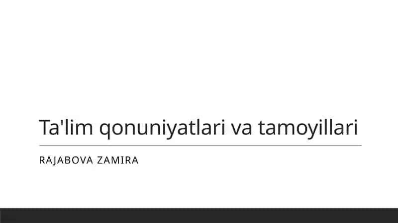 Ta'lim qonuniyatlari va tamoyillari