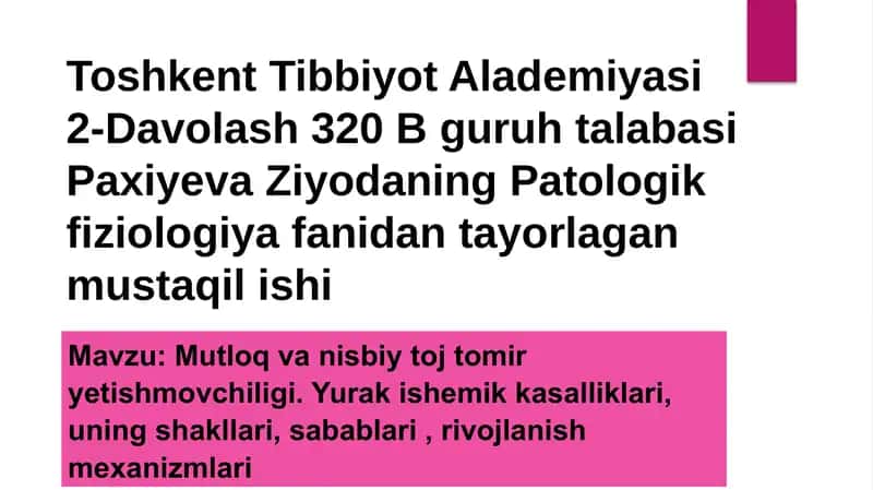 Tomirlar Yuragi Shemik Kasalliklari 1