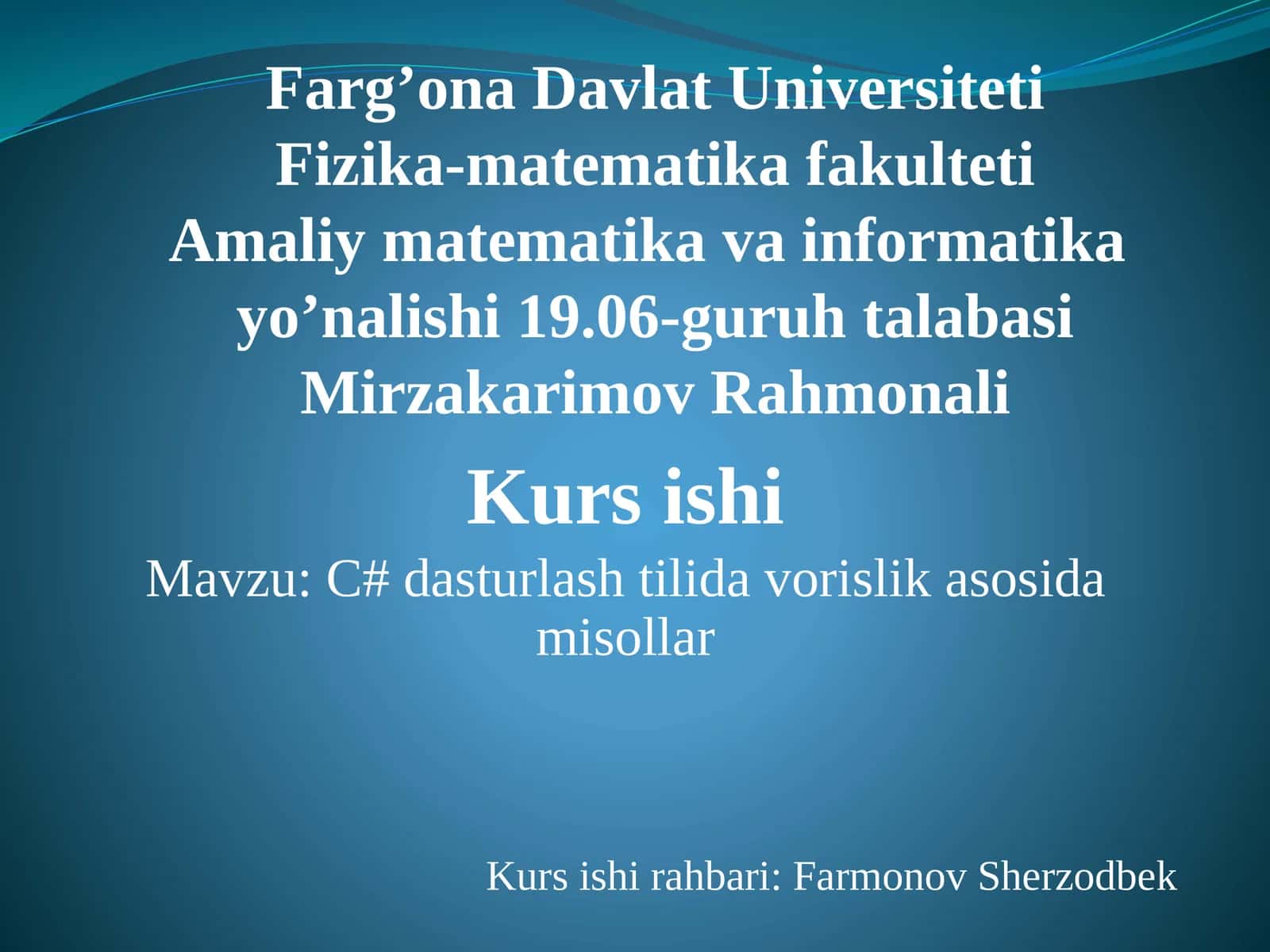 C#dasturlashtilidavorislikasosidamisollar 1