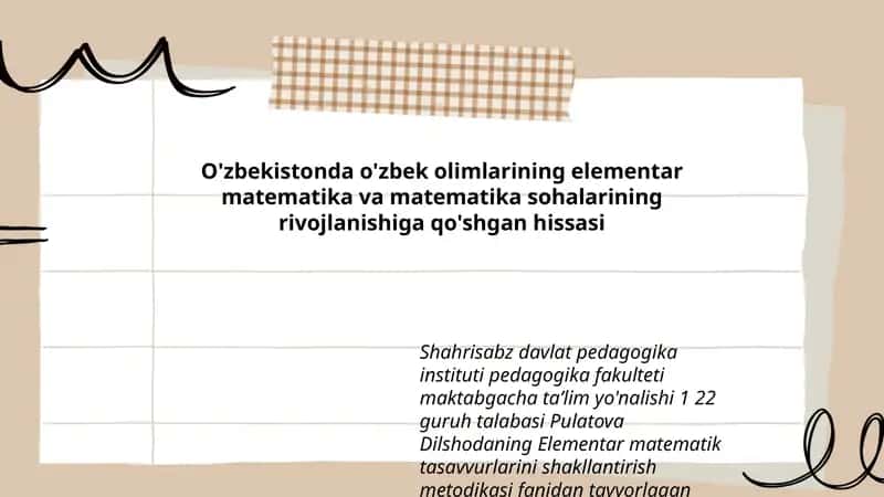 Elementar matematik tasavvurlarini shakllantirish metodikasi 1