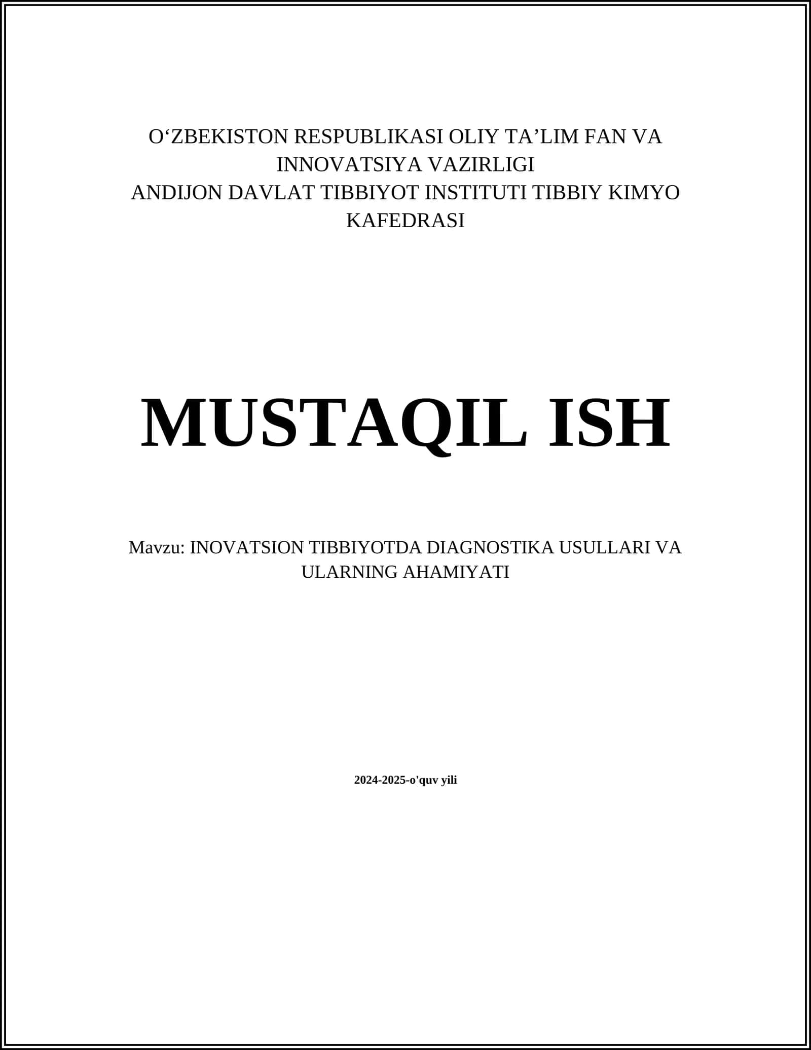 INOVATSION TIBBIYOTDA DIAGNOSTIKA USULLARI VA ULARNING AHAMIYATI 1