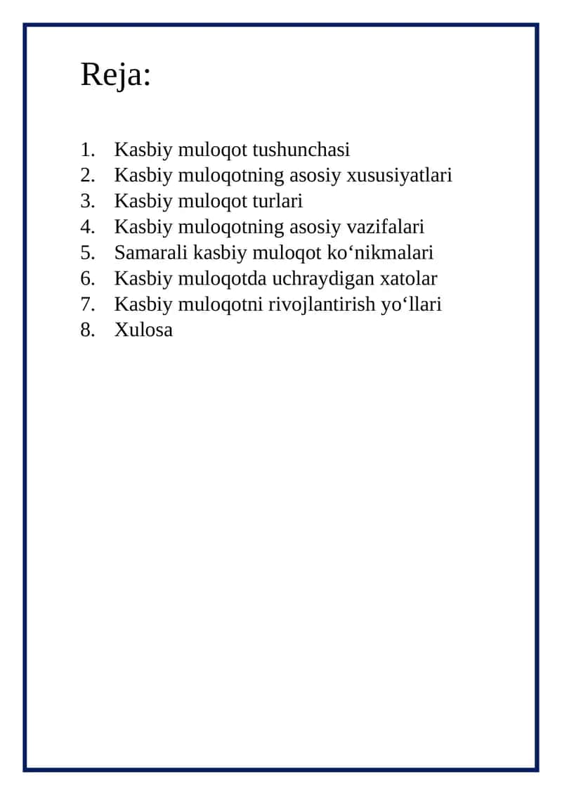 Kasbiy muloqot 1