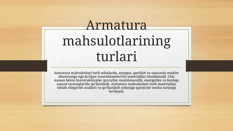 Armatura mahsulotlarining turlari 1