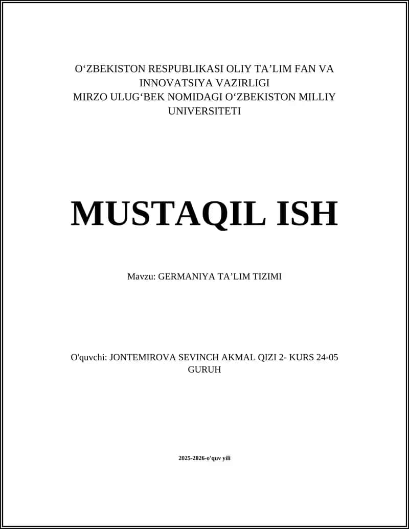 GERMANIYA TAʼLIM TIZIMI 1