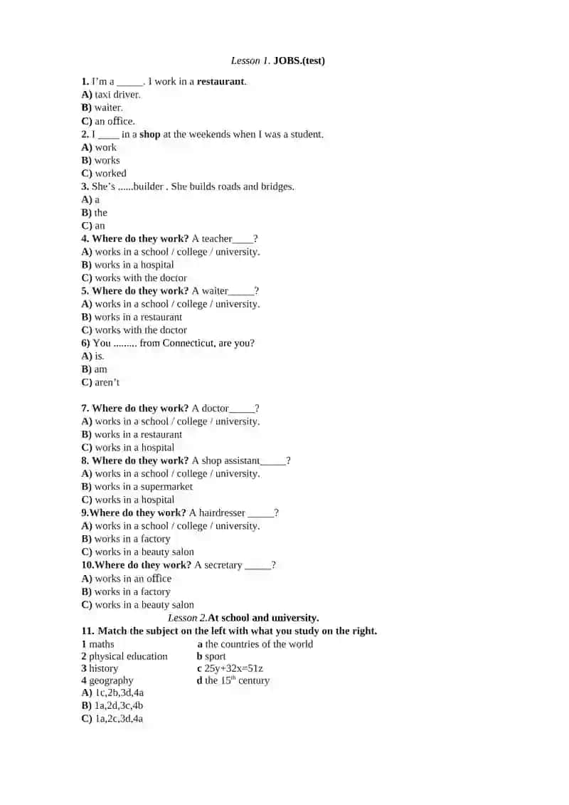 JOBS.(test) english