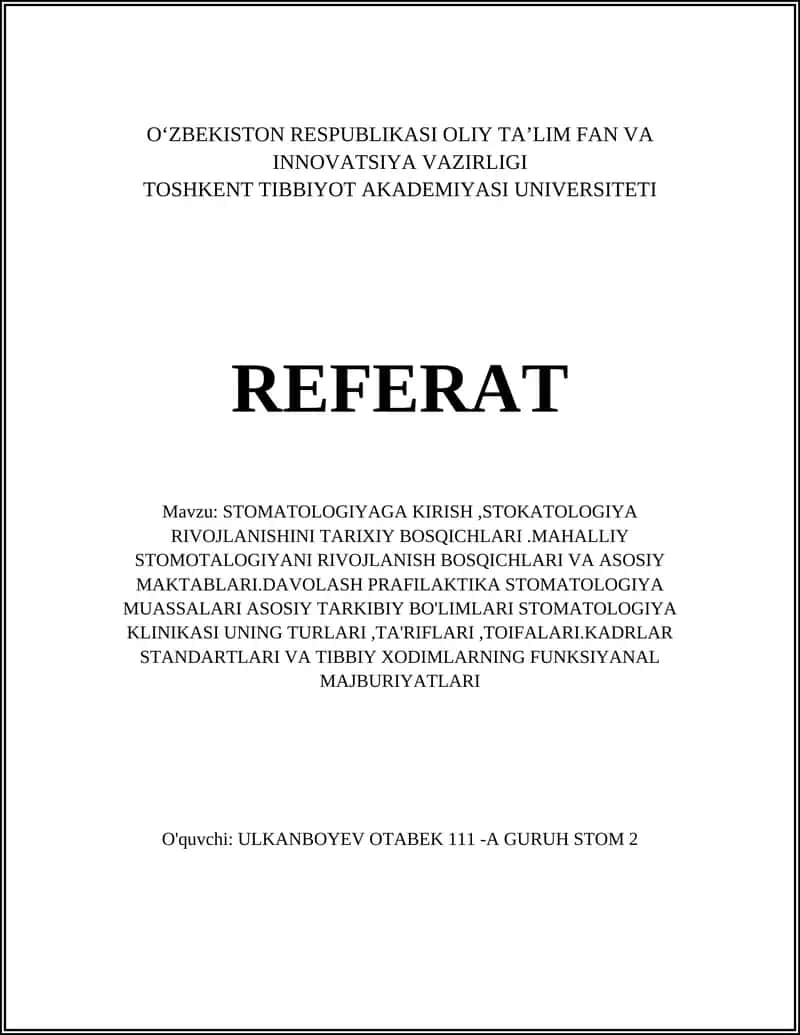 Stomatologiya Referat 1