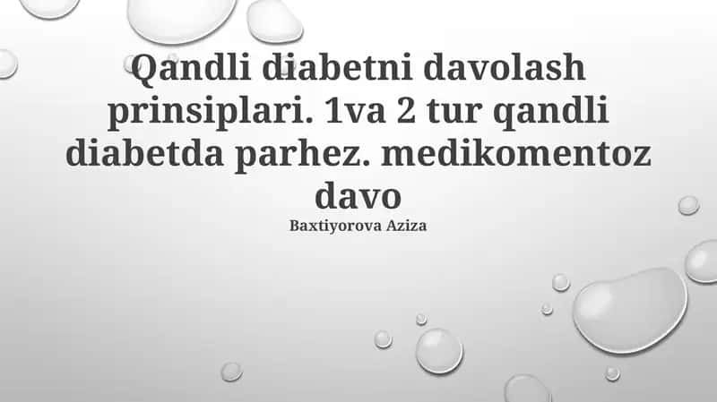 Qandli diabetni davolash prinsiplari 1