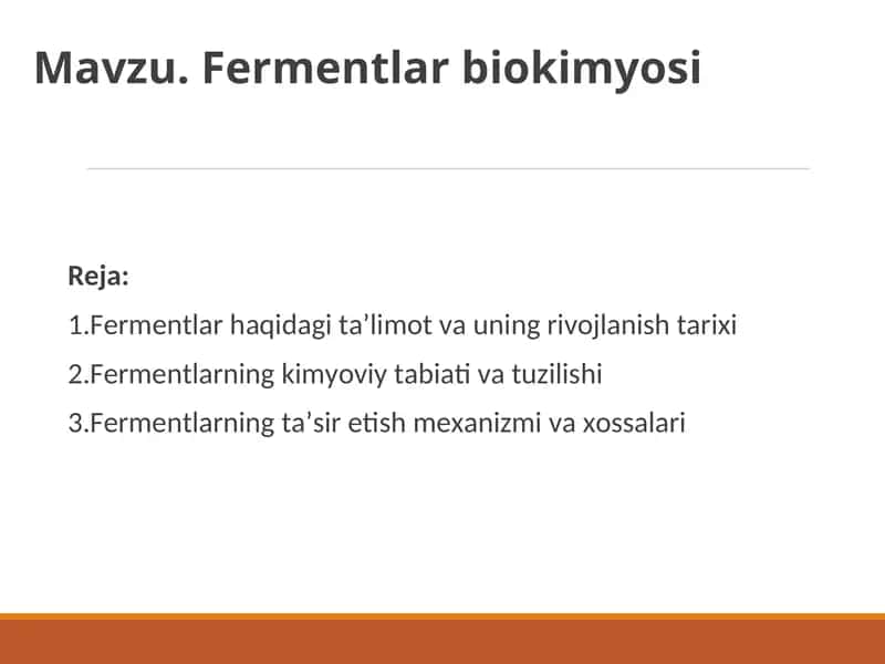 Fermentlar biokimyosi 1
