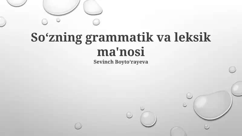 Soʻzning grammatik va leksik ma'nosi 1