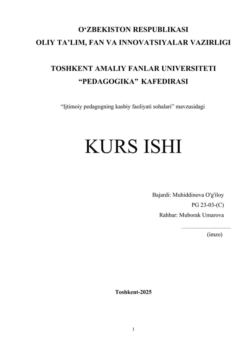 Ijtimoiy pedagogning kasbiy faoliyati sohalari 1