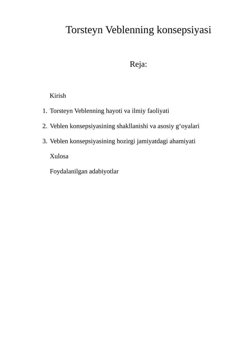 Torsteyn Veblenning konsepsiyasi 1