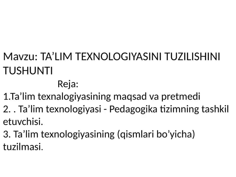 Ta’lim texnologiyasi 1