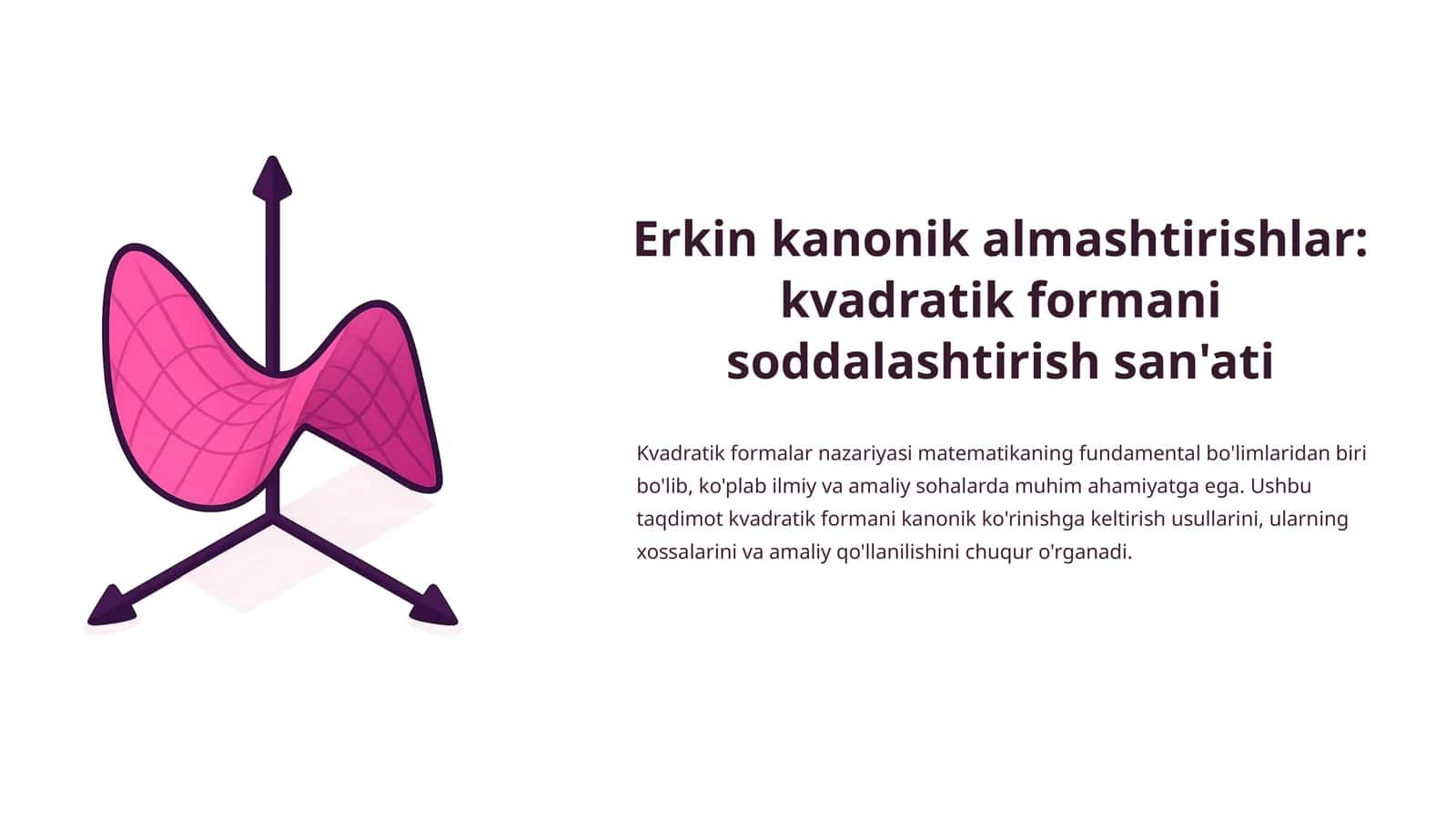 Erkin kanonik almashtirishlar kvadratik formani soddalashtirish san'ati 1