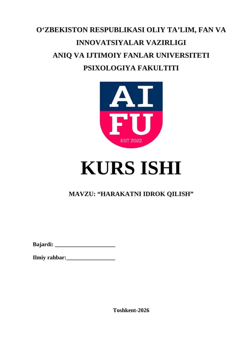 HARAKATNI IDROK QILISH kurs ishi 1