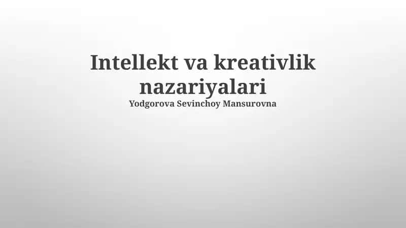 Ijodkorlik nazariyalari 1