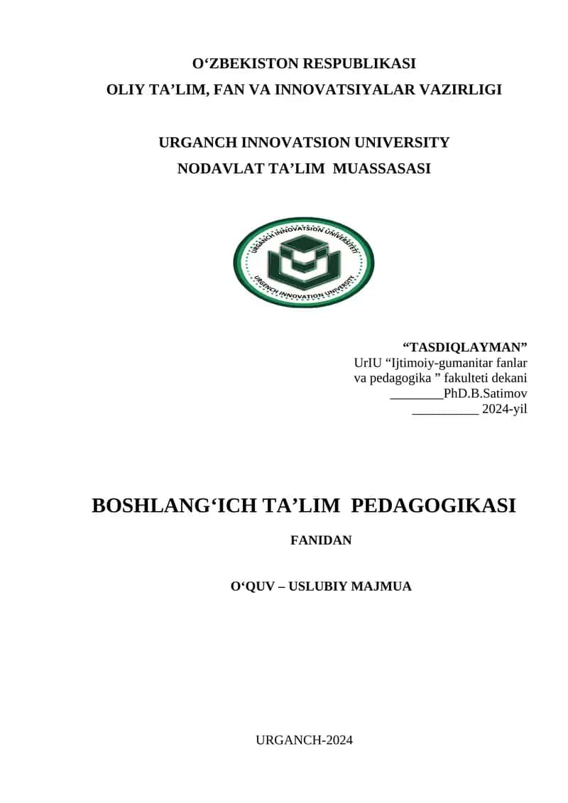 Boshlang'ich ta'lim pedagogikasi 1