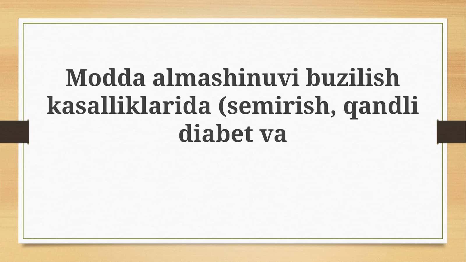 Metabolik buzilishlar 1