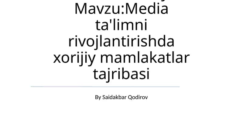 Fan: Media savodxonligi va axborot madaniyati 1