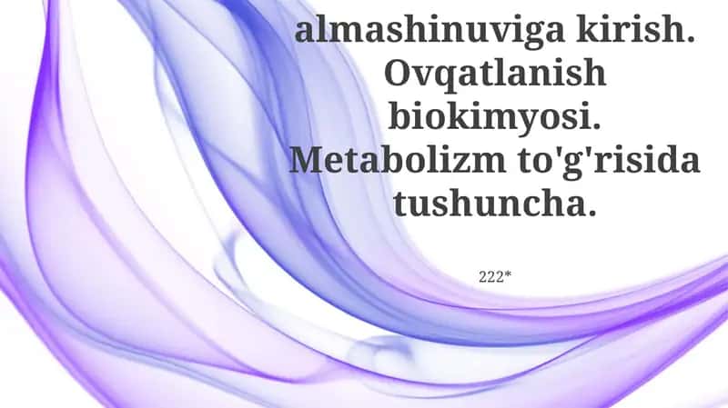 Metabolik yo'llar 1