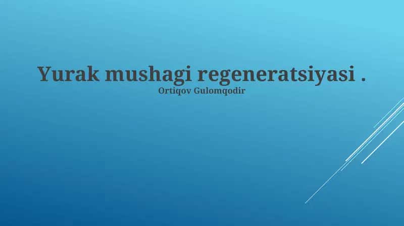 Yurak mushagi regeneratsiyasi 1