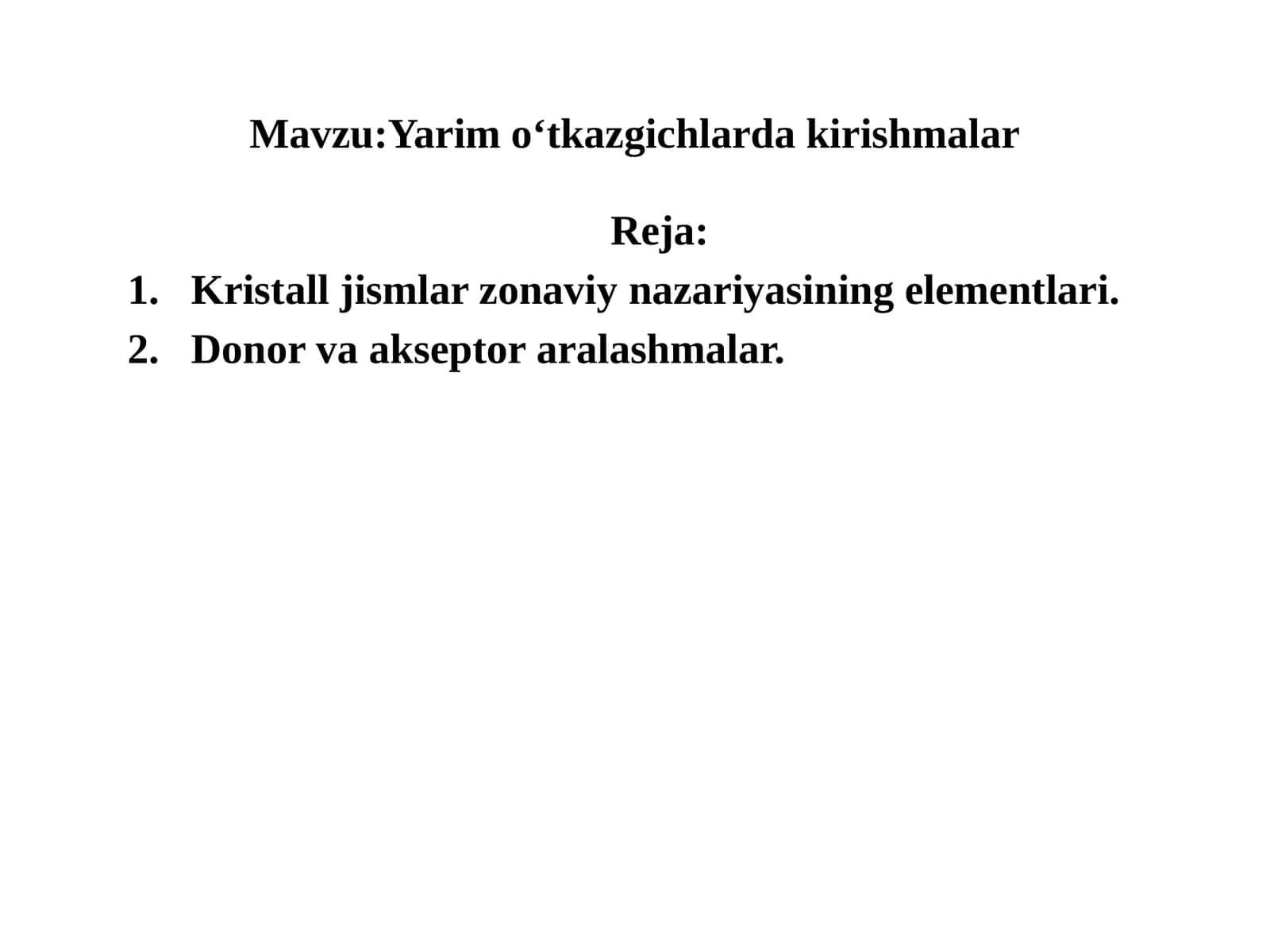 Yarimo‘tkazgichlarda kirishmalar 1