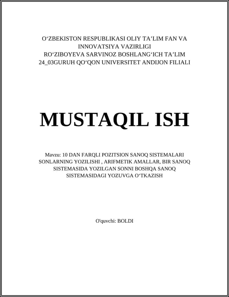 Pozitsion sanoq tizimi 1