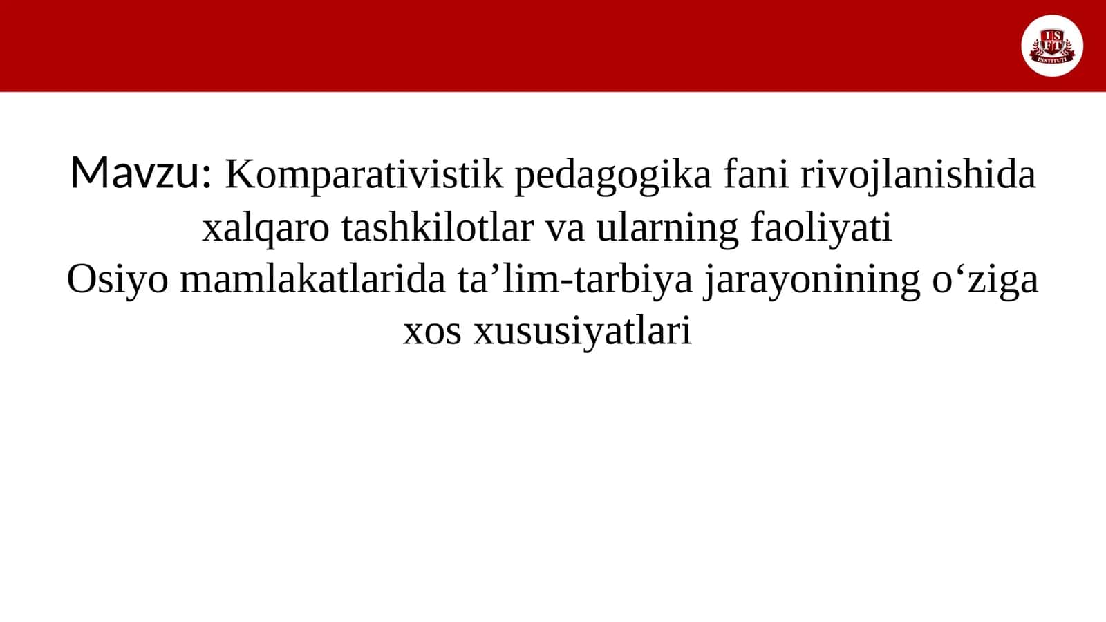 Komparativistik pedagogika fani 1