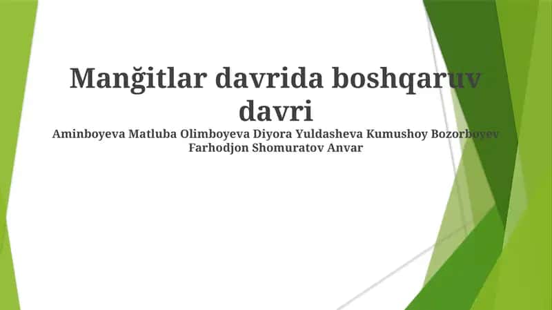 Manğitlar davrida boshqaruv davri 1