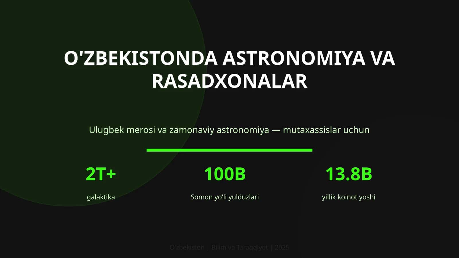 O'ZBEKISTONDA ASTRONOMIYA VA RASADXONALAR 1