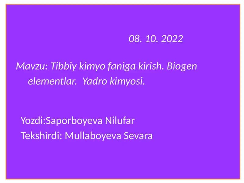 Tibbiykimyo 1