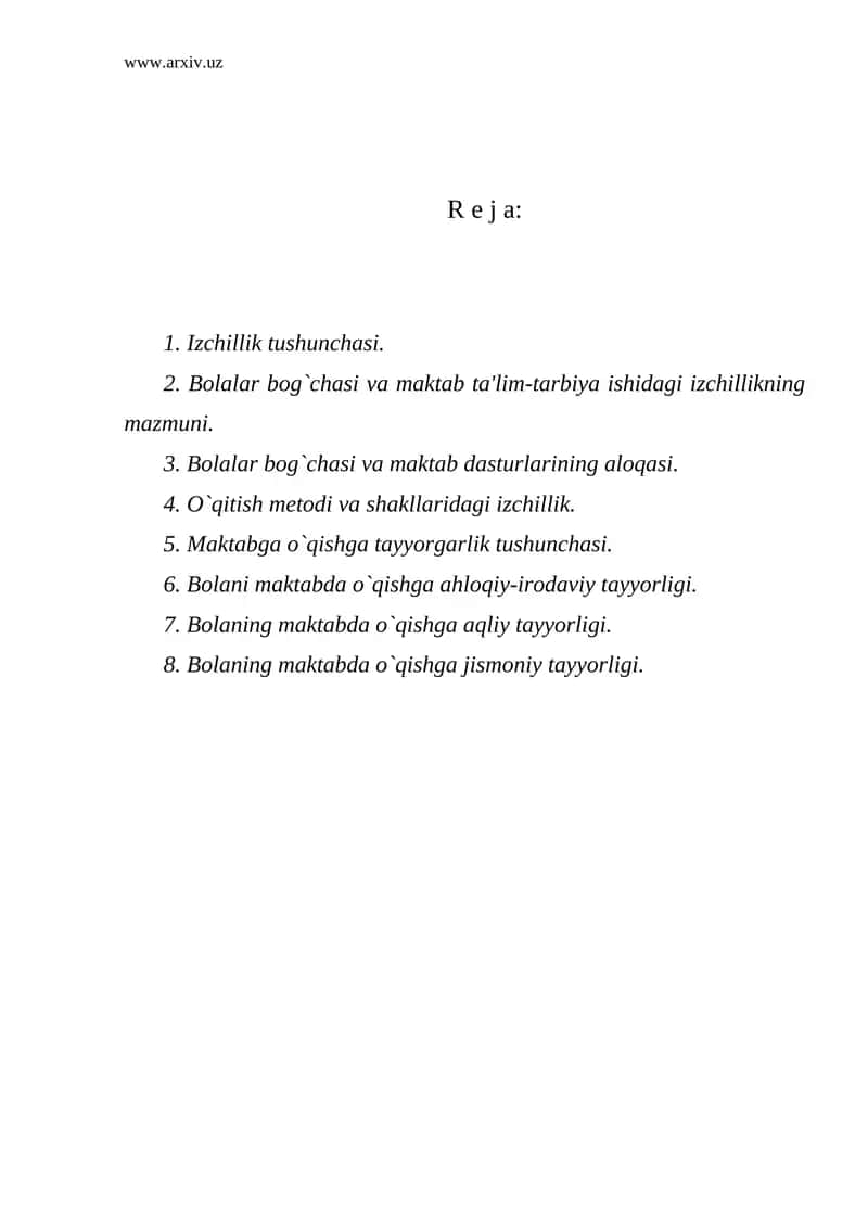 Bolalar bog`chasi va maktab ishidagi izchillik 1