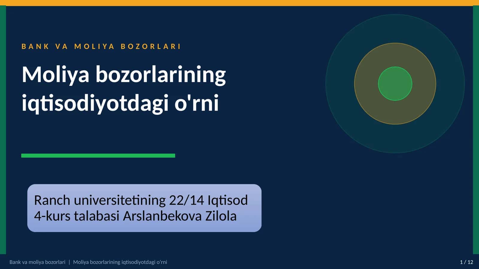 BANK VA MOLIYA BOZORLARI 1