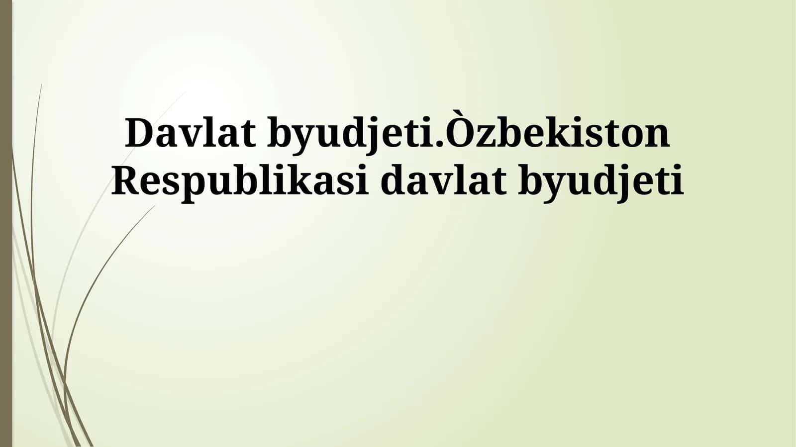 Davlat byudjeti.Òzbekiston Respublikasi davlat byudjeti 1