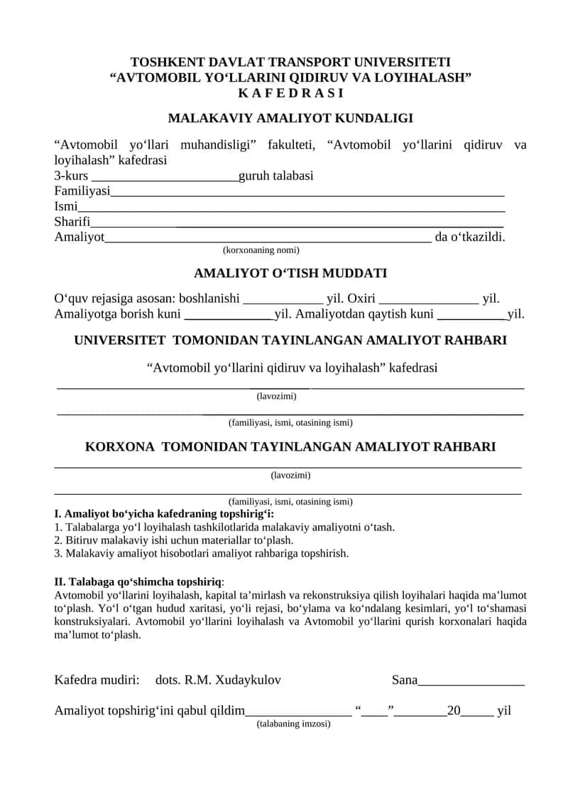 Avtomobil yo‘llarini qidiruv va loyihalash 1