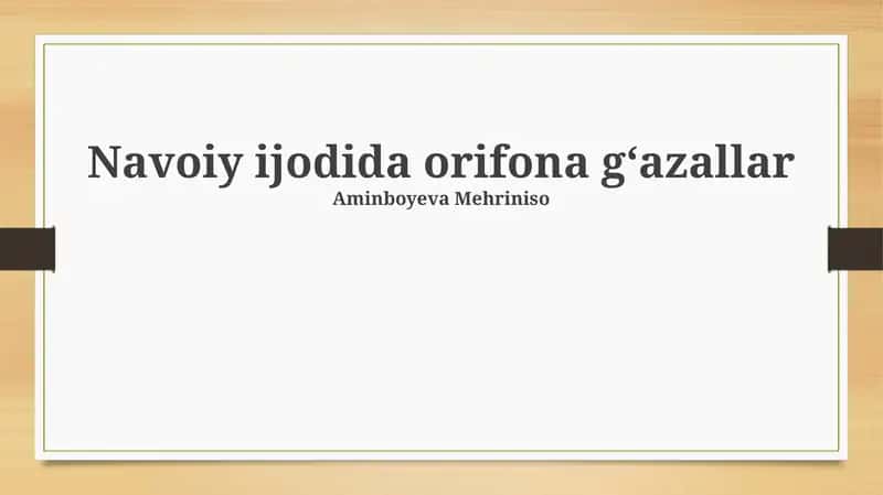 Navoiy ijodida orifona gʻazallar 1