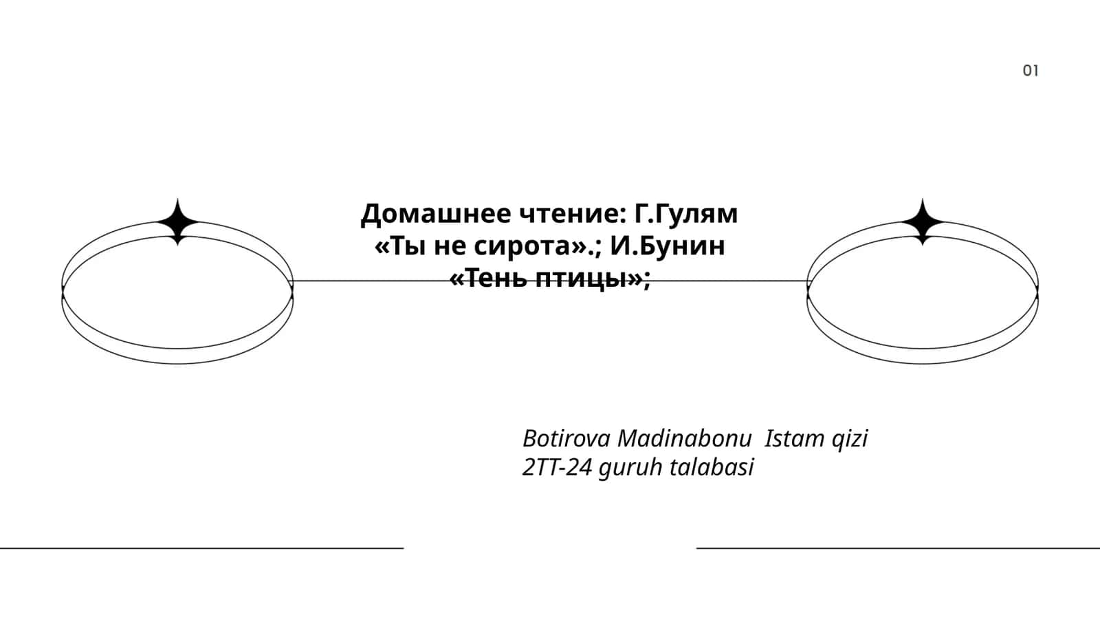 Домашнее чтение: Г.Гулям «Ты не сирота». И.Бунин «Тень птицы» 1