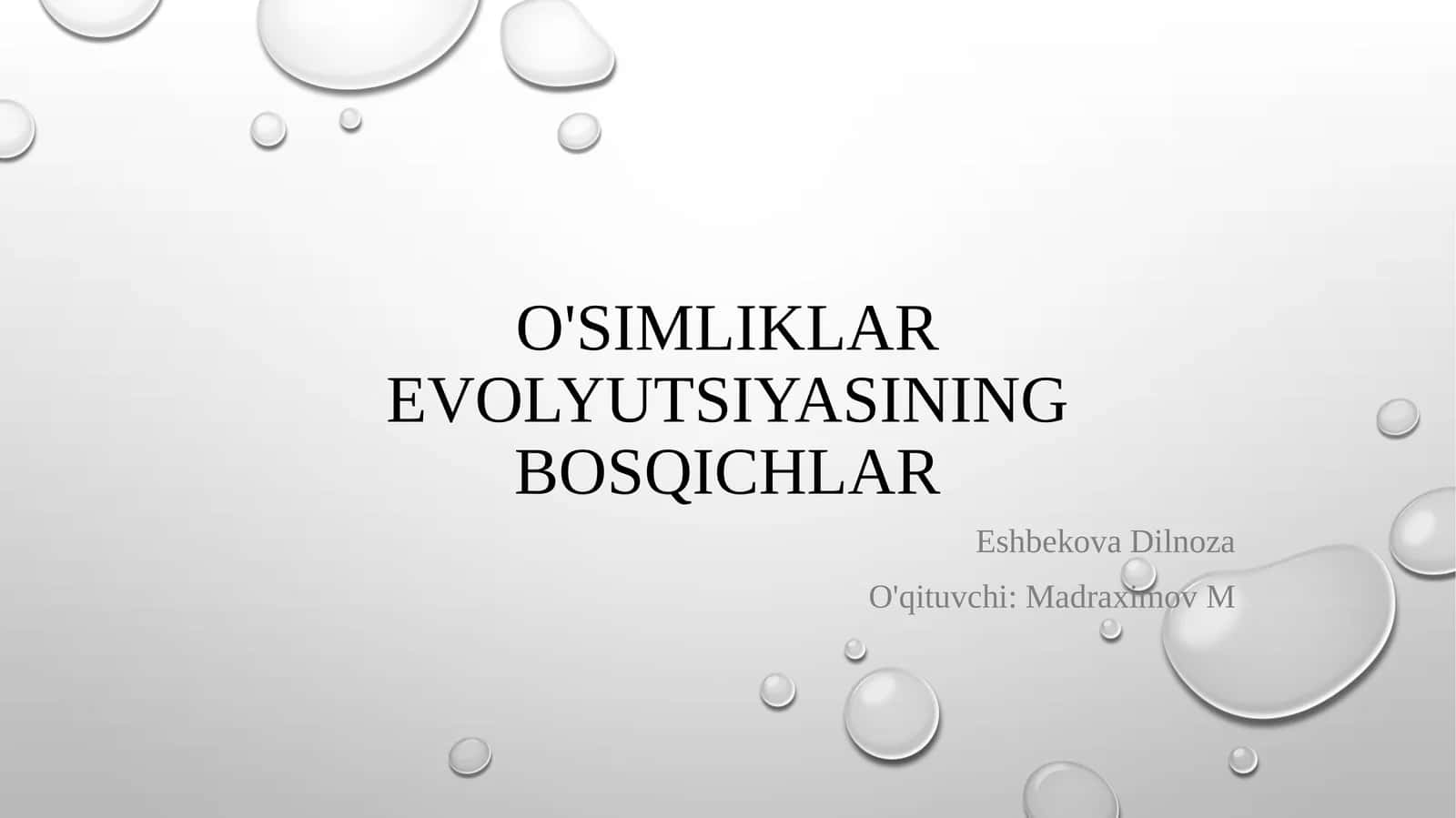O'simliklar evolyutsiyasining bosqichlar 1