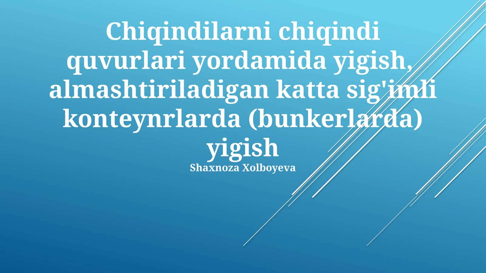 Chiqindilarni yigish tizimlari tushunchasi 1