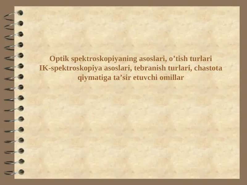 Optik spektroskopiyaning asoslari 1