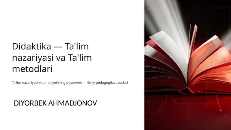 Didaktika tushunchasi va tarixi 1